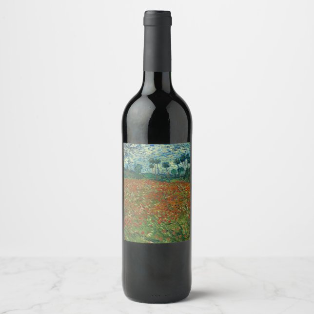 Poppy field von Vincent van Gogh Fine Art Weinetikett (Vorderseite)