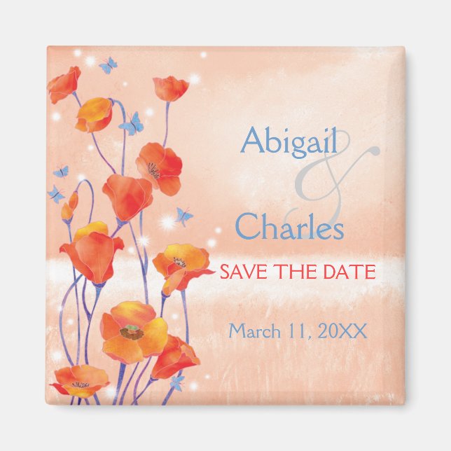 Poppy Field Wedding Save the Date Magnet (Vorne)