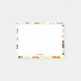 Poppy Floral Muster Kornskriptname Post-it Klebezettel