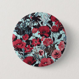Poppy Floral Pattern Button
