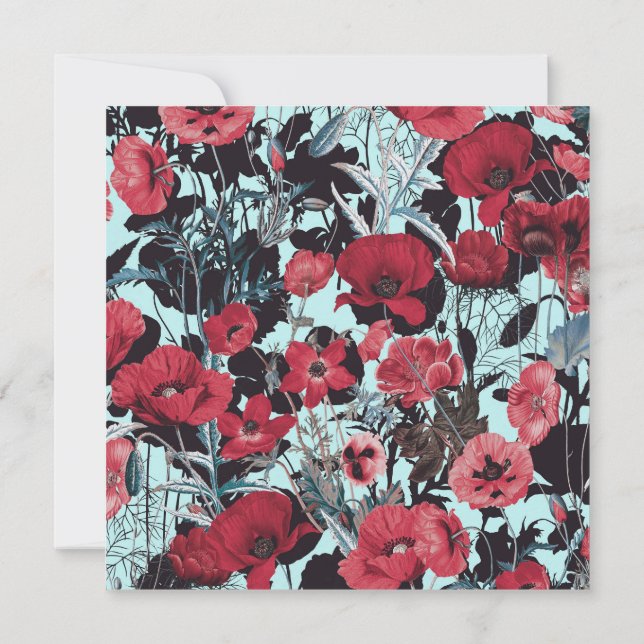 Poppy Floral Pattern Einladung (Rückseite)