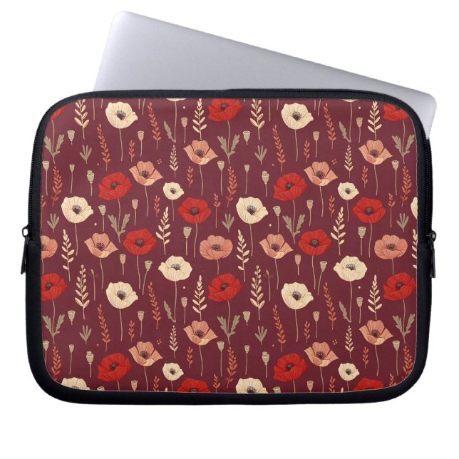Poppy Floral Pattern Laptopschutzhülle (Vorderseite)