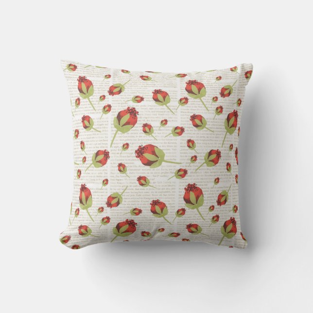 Poppy Floral Printkissen Kissen Für Draußen (Vorderseite)