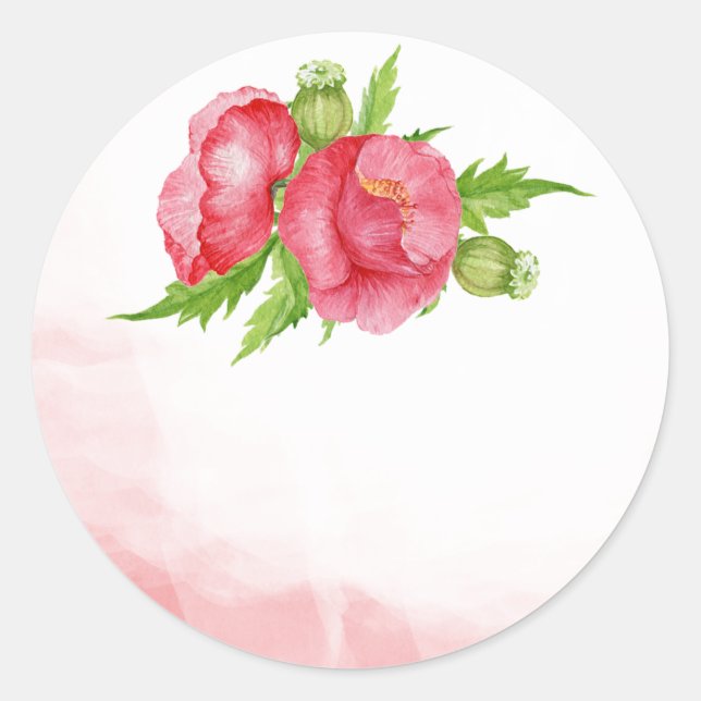Poppy Gastgeschenk Hochzeit Stickers (Vorderseite)