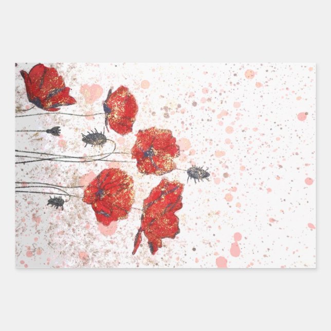 Poppy Gold Packpapier Geschenkpapier Set (Vorderseite)