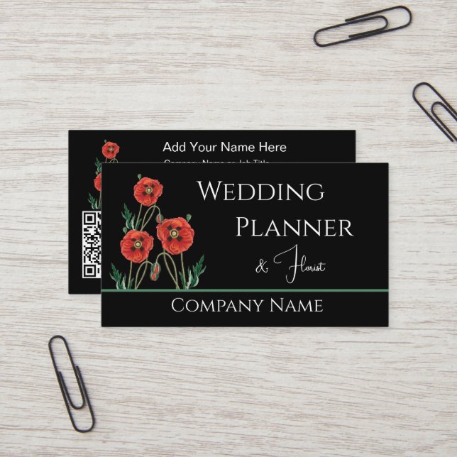 Poppy Hochzeitsplaner Florist Visitenkarte (Vorderseite/Rückseite Beispiel)