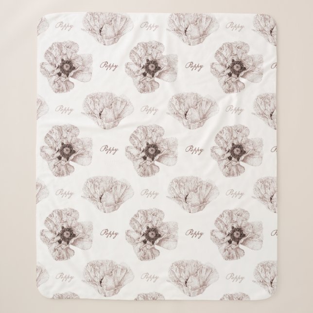 Poppy Illustrierte Blume Sherpadecke (Vorderseite)