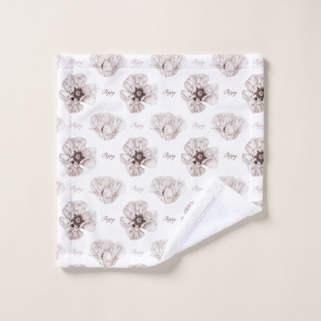 Poppy Illustrierte Blume Waschlappen (Waschlappen)