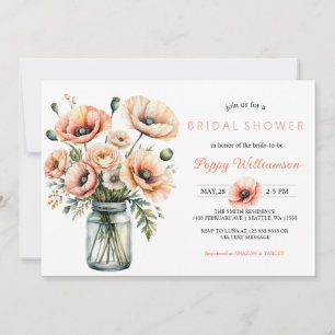 POPPY Mason Jar Invitation de la nuptiale de douch