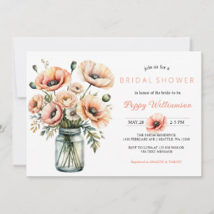 POPPY Mason Jar Invitation de la nuptiale de douch