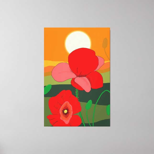 Poppy meadow at sunset  leinwanddruck (Vorderseite)
