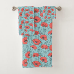 Poppy Meadow Pattern Badhandtuch Set
