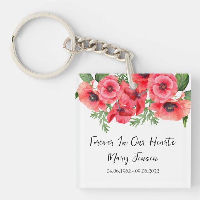 Poppy Memorial Funeral Photo Keychain (Devant)