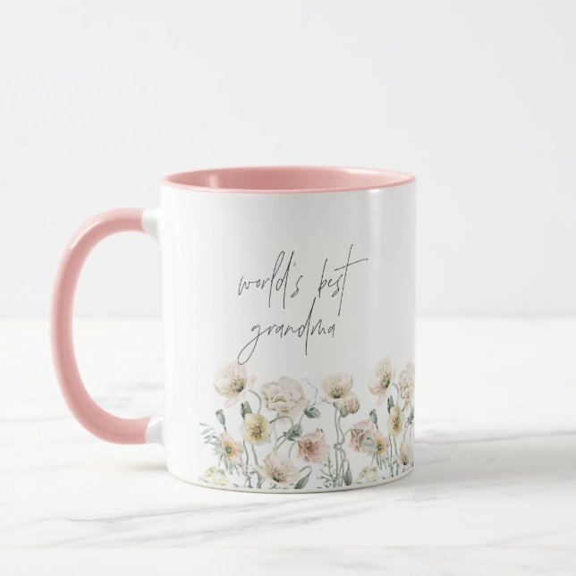 POPPY Niedlich Pastel Wildblume Weltbeste Oma Tasse (Links)