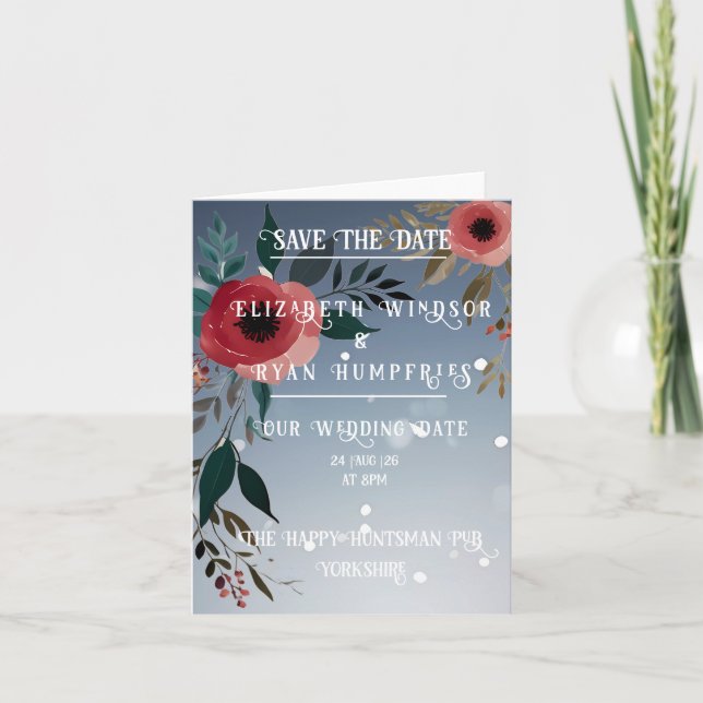 Poppy of Liebe" Einladung zur Hochzeitsfeier (Vorderseite)