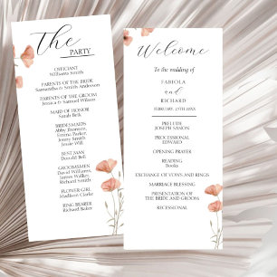 Poppy Orange Blume Wedding Program Card Einladung