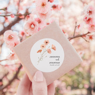 Poppy Orange Blume Wedding Runder Aufkleber