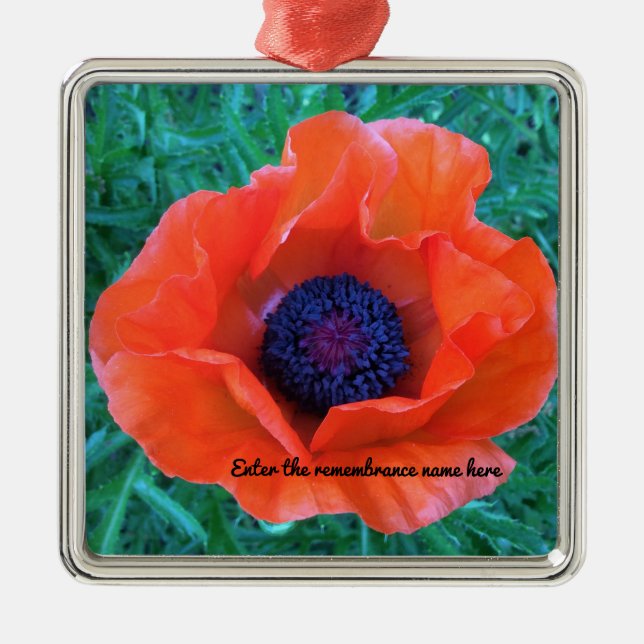 POPPY Oriental Red Orange — Silbernes Ornament (Vorne)