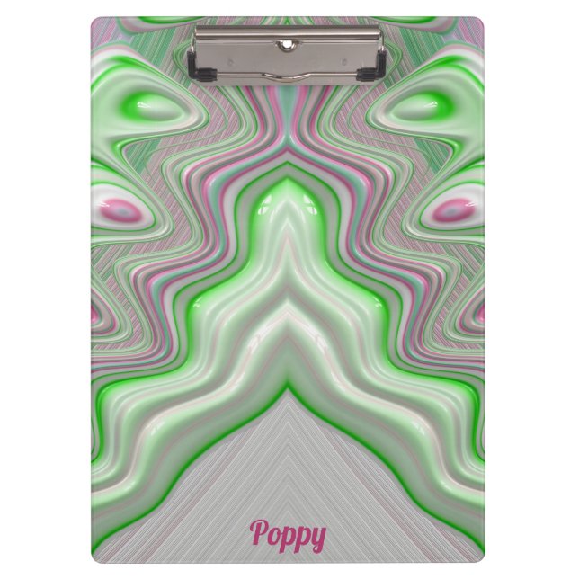 POPPY ~ PASTEL 3D! Rosa, grüne und weiße GLOSSY Klemmbrett (Vorderseite)
