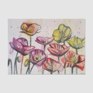 Poppy Poppies Lila Aquarellfarben Blume Seidenpapier
