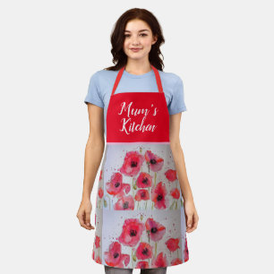 Poppy Poppies Rotes Shabby Chic Aquarellfarben Schürze