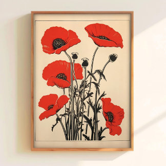 Poppy Printable Vintage Poppies Art Retro Print Re Poster