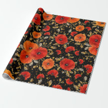Poppy Red Blume Glam Black Gold Confetti
