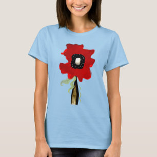 Poppy Rot-Polka-Punkte Grünblatt-Hemd T-Shirt