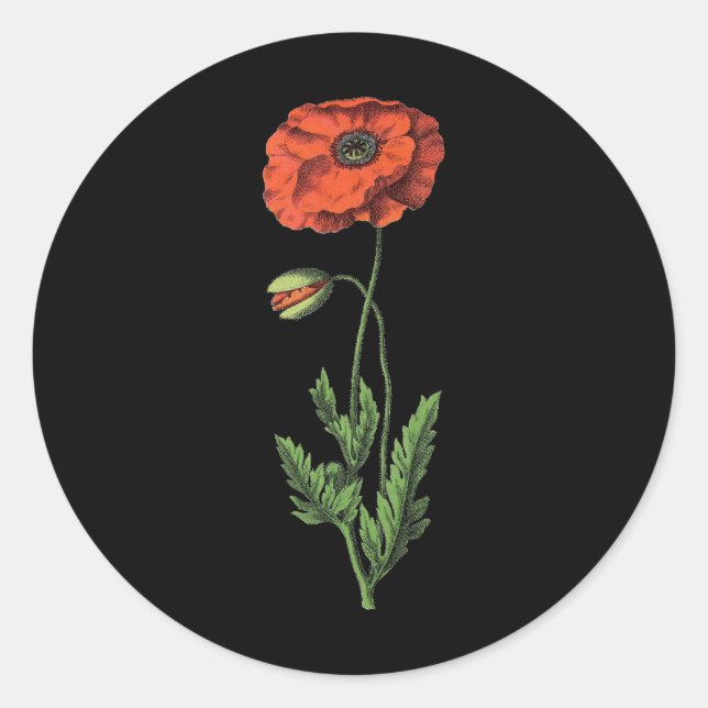 Poppy Runder Aufkleber (Vorderseite)