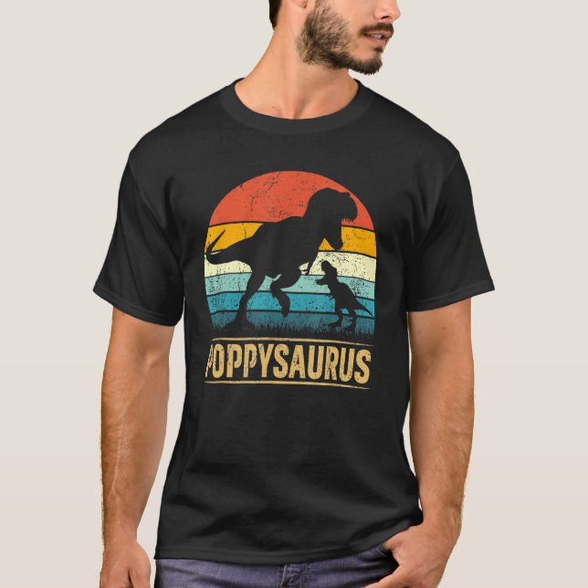 Poppy Saurus Rex Dinosaur Poppysaurus Funny Vater T-Shirt (Vorderseite)
