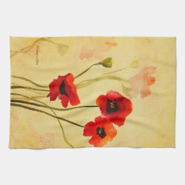 Poppy Shadows Red Poppies Wassercolor Geschirrtuch