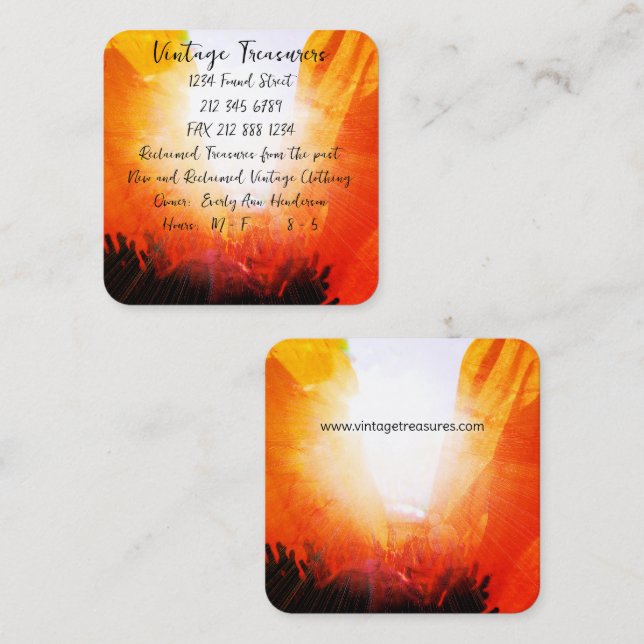 Poppy Sun Ray Quadratische Visitenkarte (Vorne/Hinten)