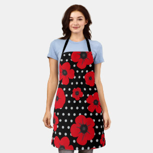Poppy und Polka Dot Red Black Schürze