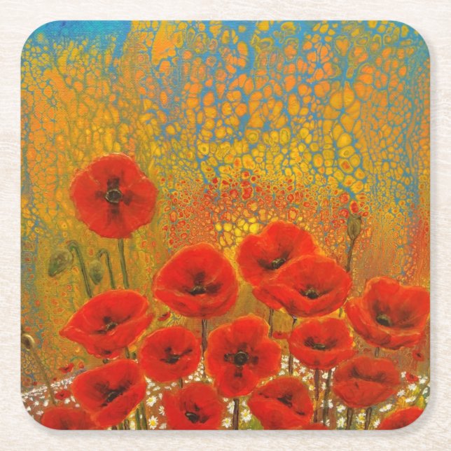 Poppy-Untersetzer Rechteckiger Pappuntersetzer (Vorderseite)