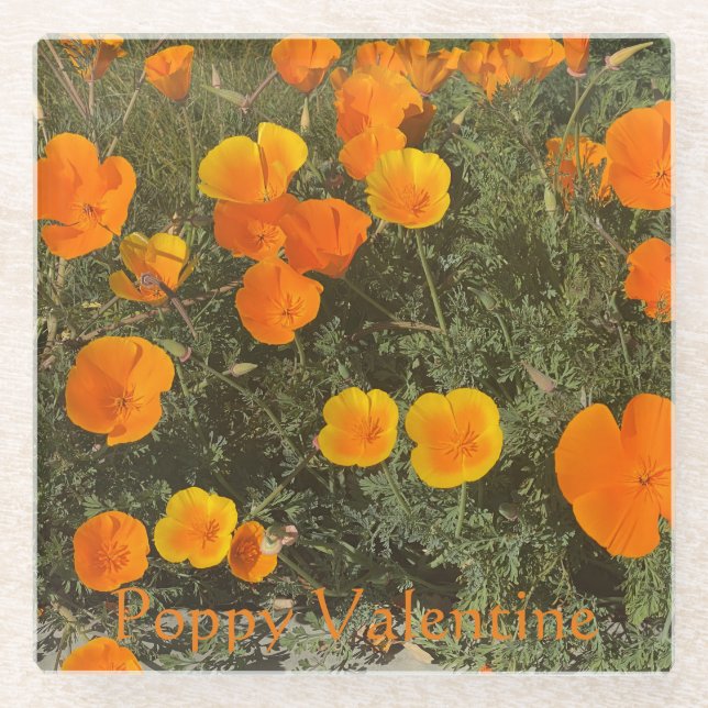 Poppy Valentine Glass Untersetzer (Vorderseite)