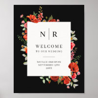 Poppy Wildblumen Dunkle Monogramm Hochzeit