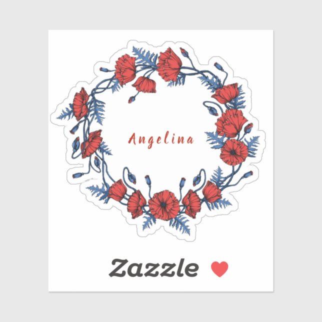 Poppy Wreath Floral Aufkleber (Blatt)