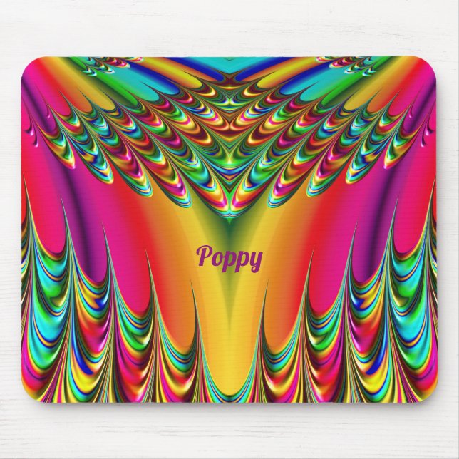 POPPY ~ Zany Hot Yellow, Blue, Green und Pink Mousepad (Vorne)