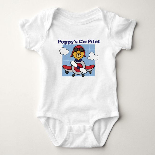 Poppys kleiner Co-Pilot - Niedliches Flugzeug Baby Strampler (Vorderseite)
