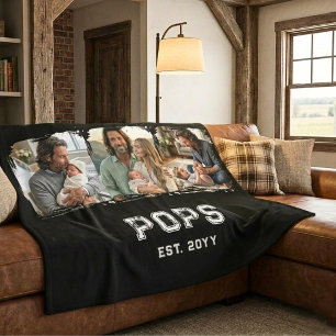Pops Est Jahr 3 Foto-Andenken Varsity Original Fleecedecke