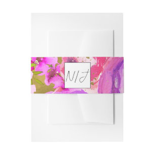 Pops of Pink und lila lebhafte Floral-Hochzeit Einladungsbanderole