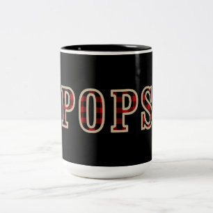 POPS Rustikales Rot-Schwarzes Büffel-Karo-Muster Zweifarbige Tasse