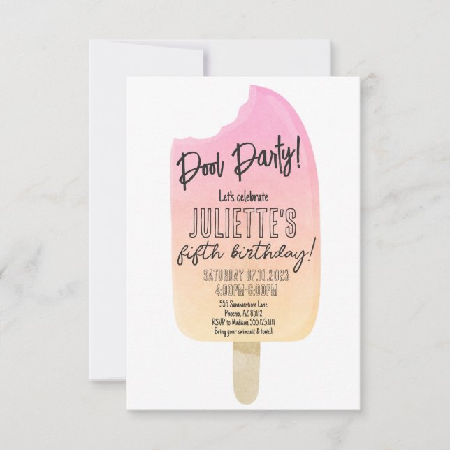 Popsicle Anniversaire Fête Été Invitation modifiab (Devant)