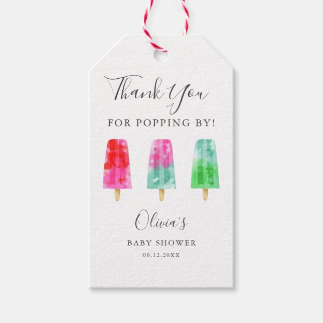 Popsicle Baby Dusche Danke fürs Popping Geschenkanhänger (Vorderseite)