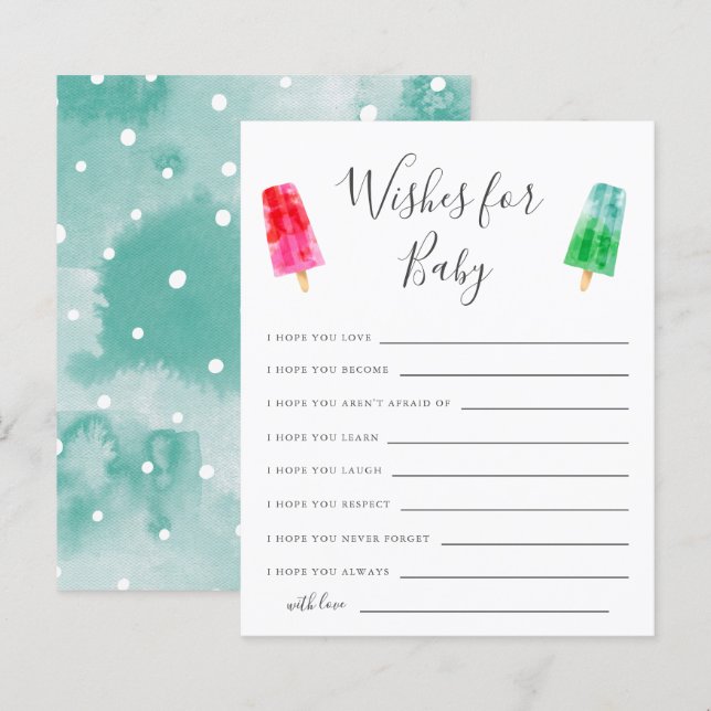Popsicle Baby Dusche wünscht eine Babykarte (Vorne/Hinten)