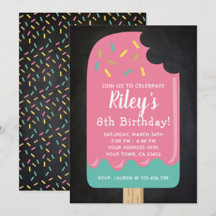 Popsicle Birthday Einladung Chalkboard