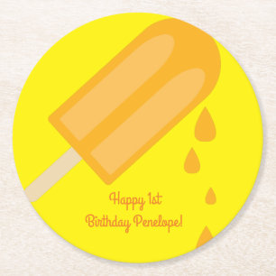 Popsicle Birthday Party Runder Pappuntersetzer