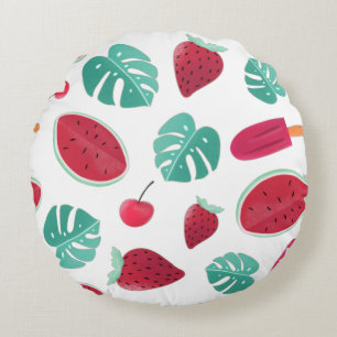 Popsicle, Cherry, Strawberry und Watermelon Rundes Kissen