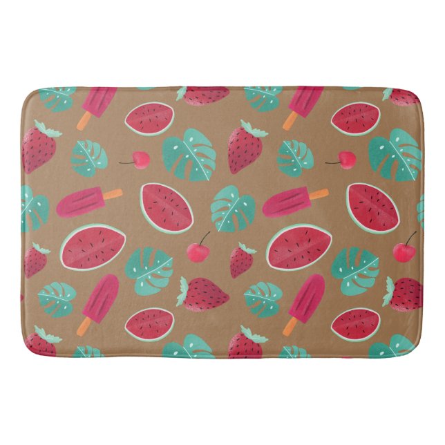 Popsicle, Cherry, Strawberry & Watermelon Blätter Badematte (Vorderseite)