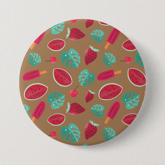 Popsicle, Cherry, Strawberry & Watermelon Blätter Button (Vorderseite)